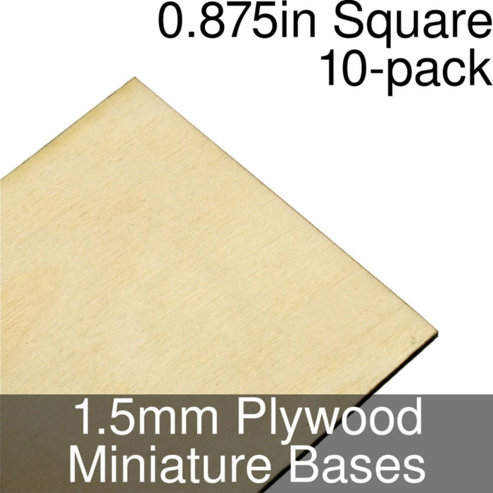 Miniature Bases, Square, 0.875inch, 1.5mm Plywood (10)-Miniature Bases-LITKO Game Accessories