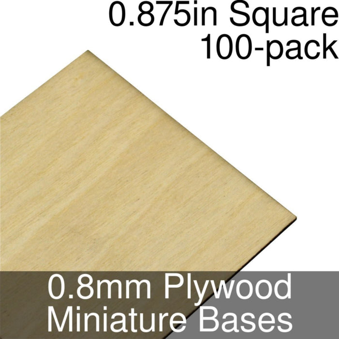 Miniature Bases, Square, 0.875inch, 0.8mm Plywood (100)-Miniature Bases-LITKO Game Accessories