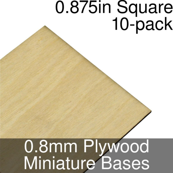Miniature Bases, Square, 0.875inch, 0.8mm Plywood (10)-Miniature Bases-LITKO Game Accessories