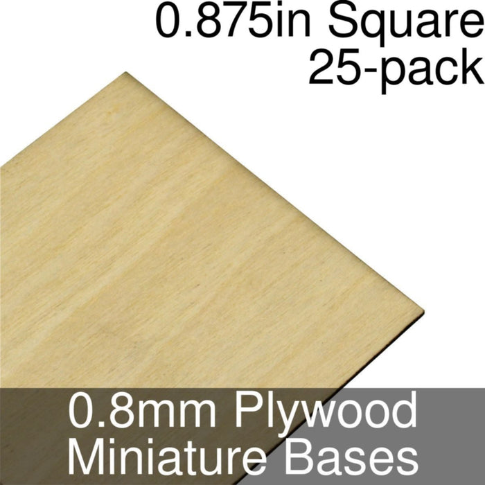 Miniature Bases, Square, 0.875inch, 0.8mm Plywood (25)-Miniature Bases-LITKO Game Accessories