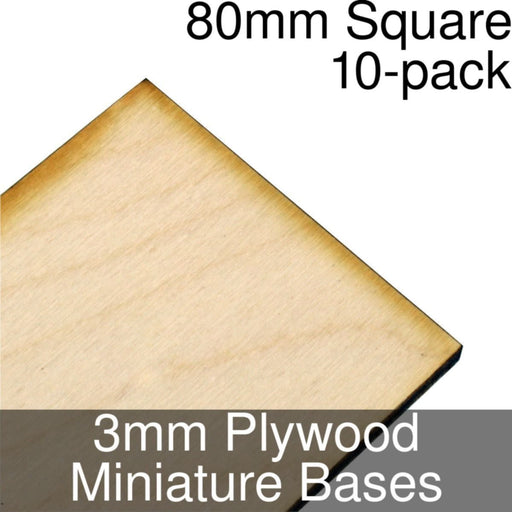 Miniature Bases, Square, 80mm, 3mm Plywood (10)-Miniature Bases-LITKO Game Accessories