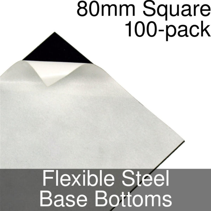 Miniature Base Bottoms, Square, 80mm, Flexible Steel (100) - LITKO Game Accessories