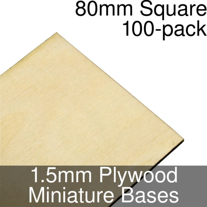 Miniature Bases, Square, 80mm, 1.5mm Plywood (100)-Miniature Bases-LITKO Game Accessories