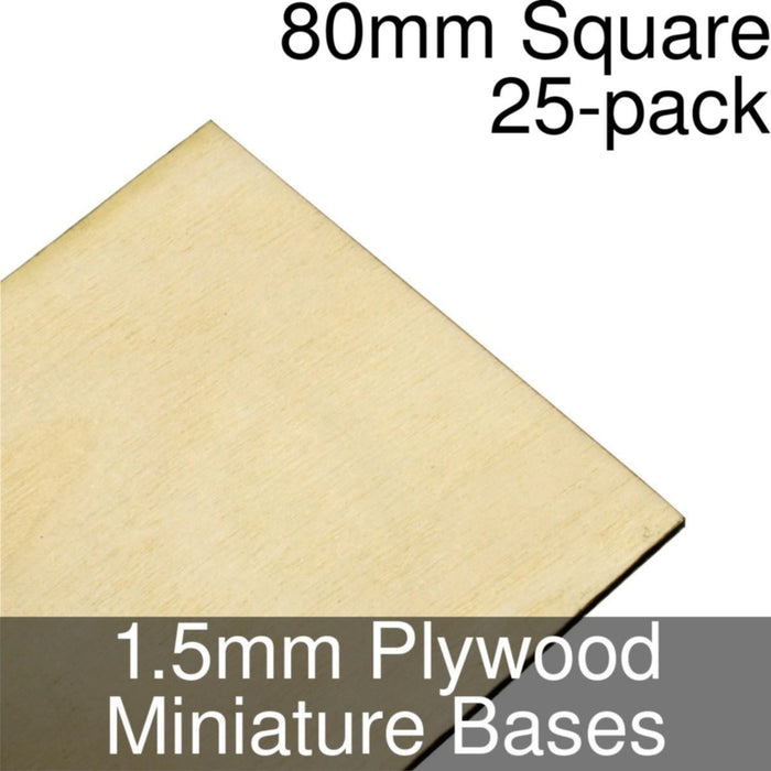 Miniature Bases, Square, 80mm, 1.5mm Plywood (25)-Miniature Bases-LITKO Game Accessories
