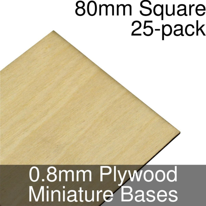Miniature Bases, Square, 80mm, 0.8mm Plywood (25)-Miniature Bases-LITKO Game Accessories