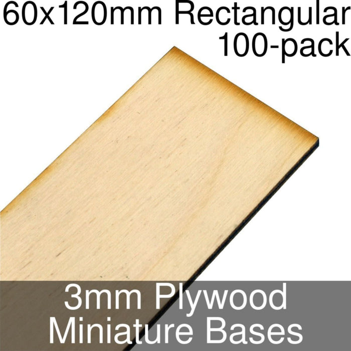 Miniature Bases, Rectangular, 60x120mm, 3mm Plywood (100) - LITKO Game Accessories
