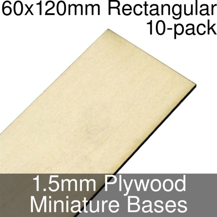 Miniature Bases, Rectangular, 60x120mm, 1.5mm Plywood (10)-Miniature Bases-LITKO Game Accessories