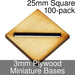 Miniature Bases, Square, 25mm (Diagonal Slotted), 3mm Plywood (100) - LITKO Game Accessories