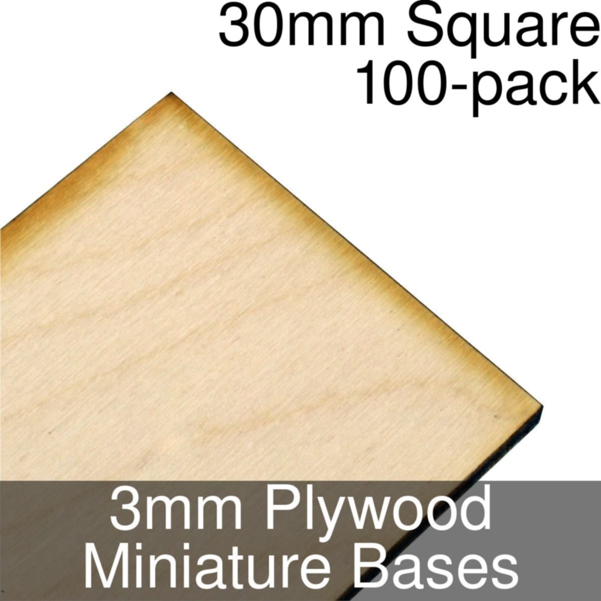 Miniature Bases, Square, 30mm, 3mm Plywood (100)