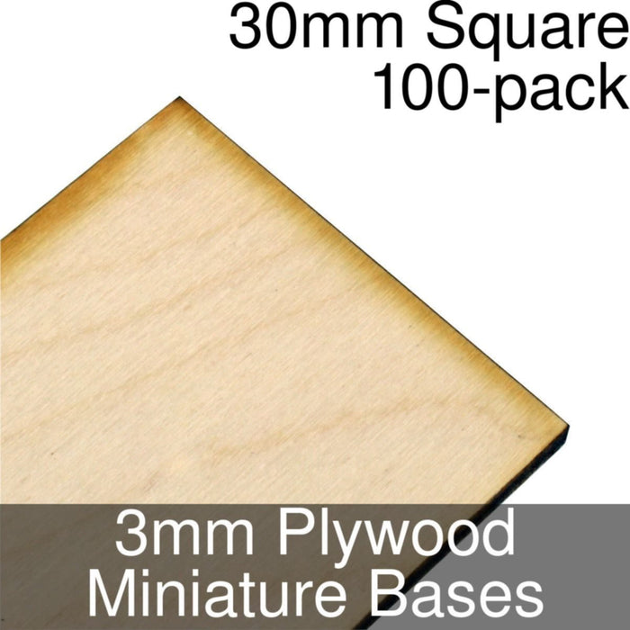 Miniature Bases, Square, 30mm, 3mm Plywood (100)-Miniature Bases-LITKO Game Accessories