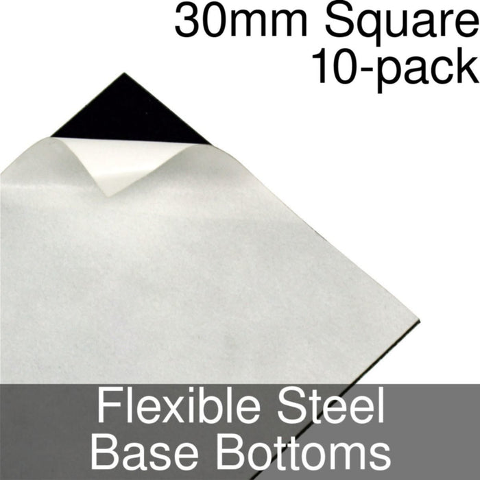 Miniature Base Bottoms, Square, 30mm, Flexible Steel (10) - LITKO Game Accessories