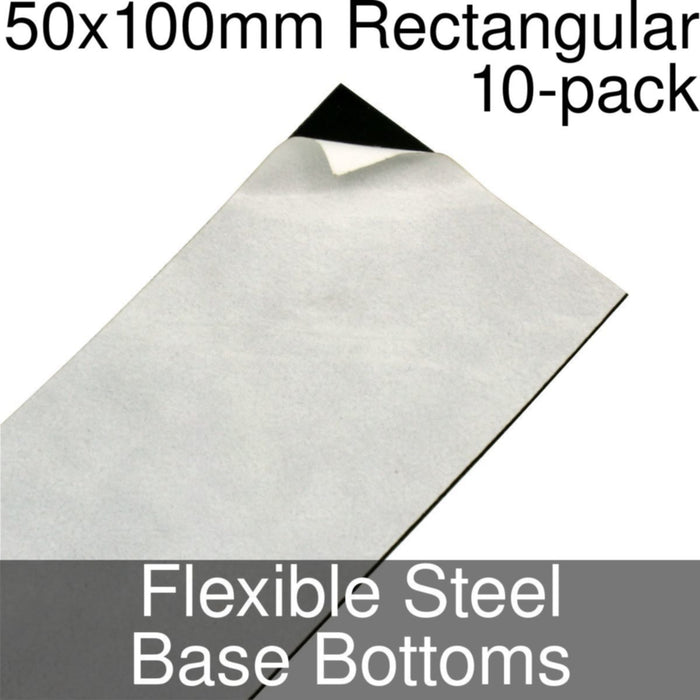 Miniature Base Bottoms, Rectangular, 50x100mm, Flexible Steel (10) - LITKO Game Accessories