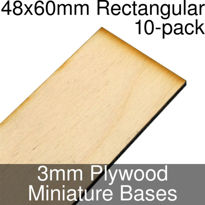 Miniature Bases, Rectangular, 48x60mm, 3mm Plywood (10)-Miniature Bases-LITKO Game Accessories