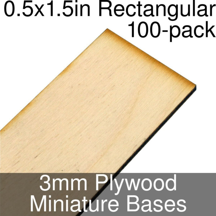 Miniature Bases, Rectangular, 0.5x1.5inch, 3mm Plywood (100)-Miniature Bases-LITKO Game Accessories