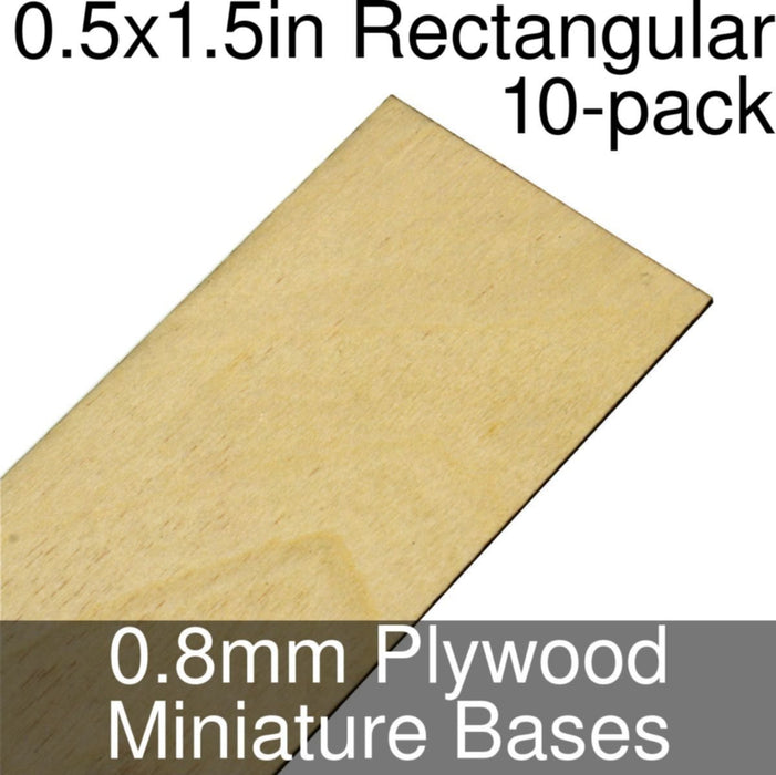 Miniature Bases, Rectangular, 0.5x1.5inch, 0.8mm Plywood (10) - LITKO Game Accessories
