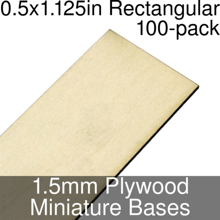 Miniature Bases, Rectangular, 0.5x1.125inch, 1.5mm Plywood (100)-Miniature Bases-LITKO Game Accessories