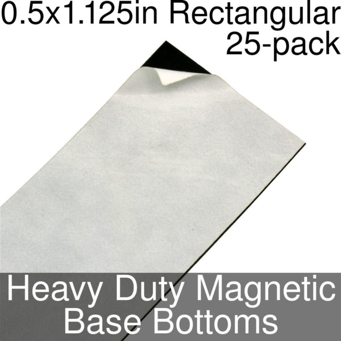 Miniature Base Bottoms, Rectangular, 0.5x1.125inch, Heavy Duty Magnet (25) - LITKO Game Accessories