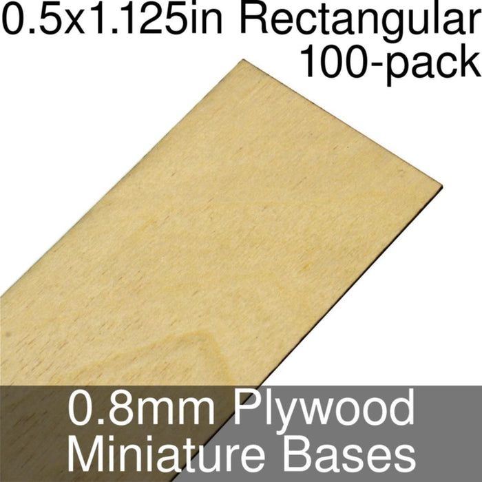 Miniature Bases, Rectangular, 0.5x1.125inch, 0.8mm Plywood (100)-Miniature Bases-LITKO Game Accessories