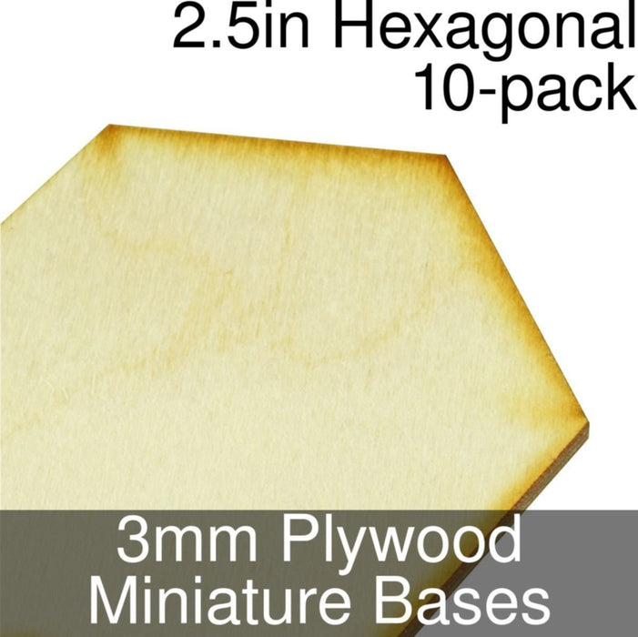Miniature Bases, Hexagonal, 2.5inch, 3mm Plywood (10)-Miniature Bases-LITKO Game Accessories