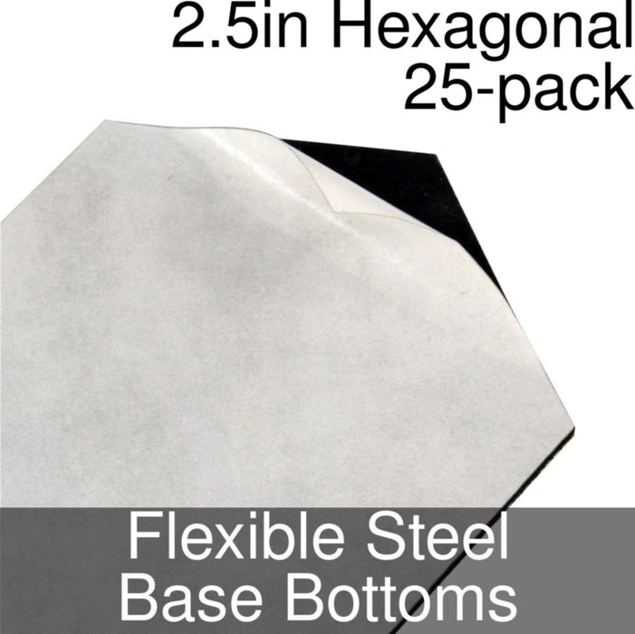 Miniature Base Bottoms, Hexagonal, 2.5inch, Flexible Steel (25)-Miniature Bases-LITKO Game Accessories