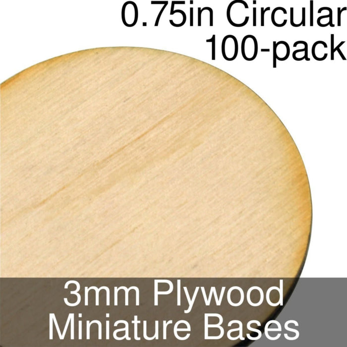 Miniature Bases, Circular, 0.75inch, 3mm Plywood (100)-Miniature Bases-LITKO Game Accessories