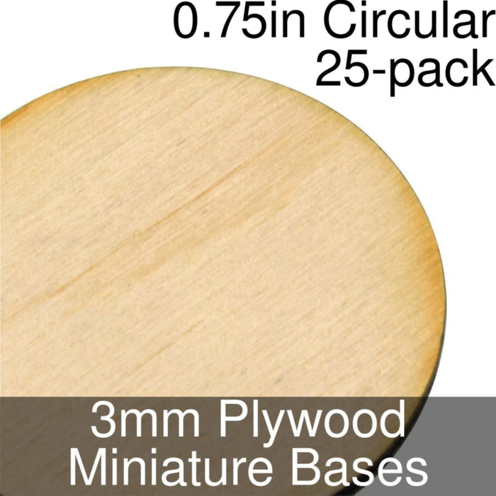 Miniature Bases, Circular, 0.75inch, 3mm Plywood (25)-Miniature Bases-LITKO Game Accessories