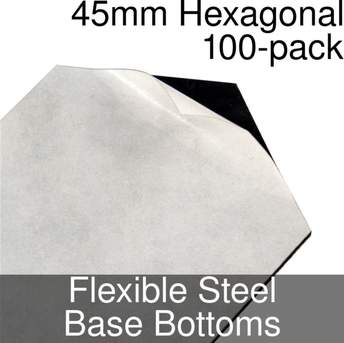 Miniature Base Bottoms, Hexagonal, 45mm, Flexible Steel (100) - LITKO Game Accessories