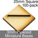 Miniature Bases, Square, 25mm (Diagonal Offset Slotted), 3mm Plywood (100)-Miniature Bases-LITKO Game Accessories