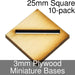 Miniature Bases, Square, 25mm (Diagonal Offset Slotted), 3mm Plywood (10)-Miniature Bases-LITKO Game Accessories