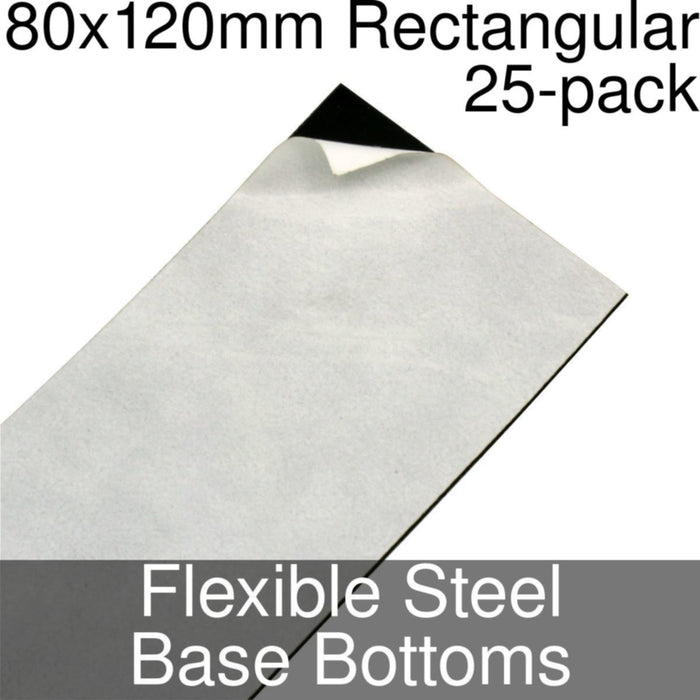 Miniature Base Bottoms, Rectangular, 80x120mm, Flexible Steel (25) - LITKO Game Accessories