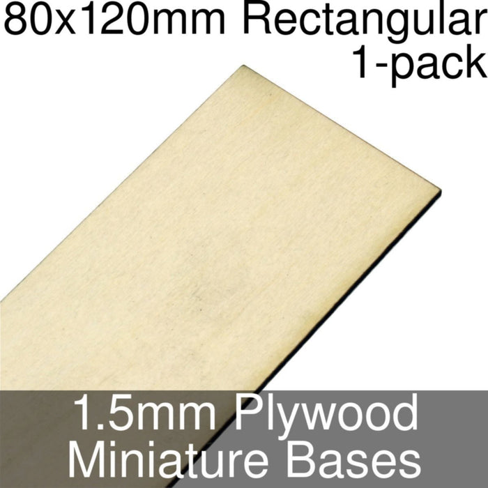 Miniature Bases, Rectangular, 80x120mm, 1.5mm Plywood (1)-Miniature Bases-LITKO Game Accessories