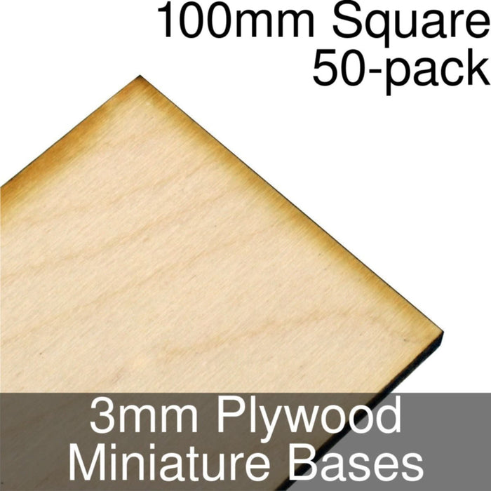 Miniature Bases, Square, 100mm, 3mm Plywood (50)-Miniature Bases-LITKO Game Accessories
