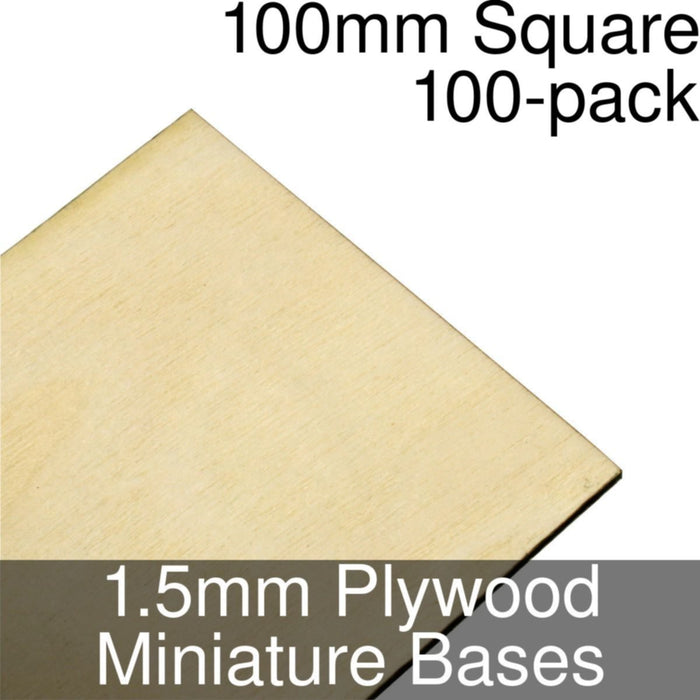 Miniature Bases, Square, 100mm, 1.5mm Plywood (100)-Miniature Bases-LITKO Game Accessories