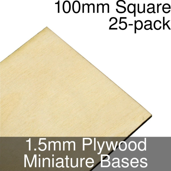 Miniature Bases, Square, 100mm, 1.5mm Plywood (25)-Miniature Bases-LITKO Game Accessories