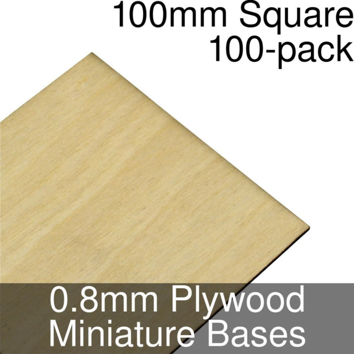 Miniature Bases, Square, 100mm, 0.8mm Plywood (100)-Miniature Bases-LITKO Game Accessories