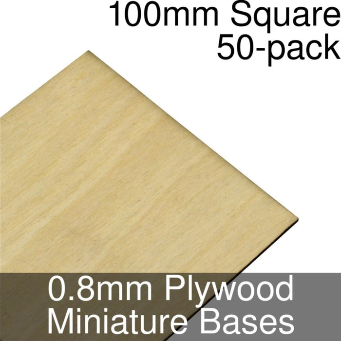 Miniature Bases, Square, 100mm, 0.8mm Plywood (50)-Miniature Bases-LITKO Game Accessories