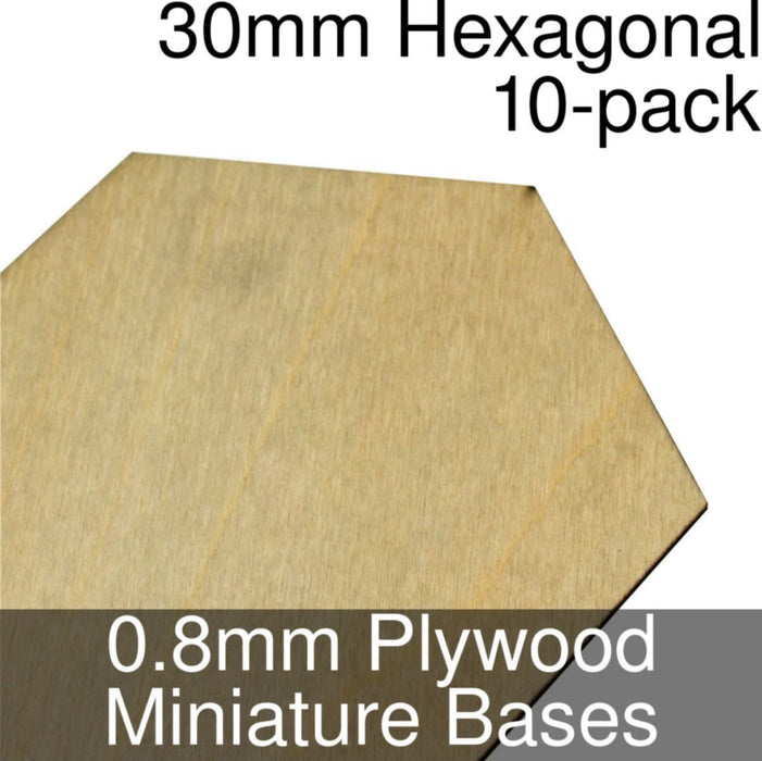 Miniature Bases, Hexagonal, 30mm, 0.8mm Plywood (10)-Miniature Bases-LITKO Game Accessories