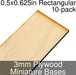 Miniature Bases, Rectangular, 0.5x0.625inch, 3mm Plywood (10)-Miniature Bases-LITKO Game Accessories