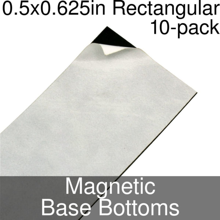Miniature Base Bottoms, Rectangular, 0.5x0.625inch, Magnet (10)-Miniature Bases-LITKO Game Accessories