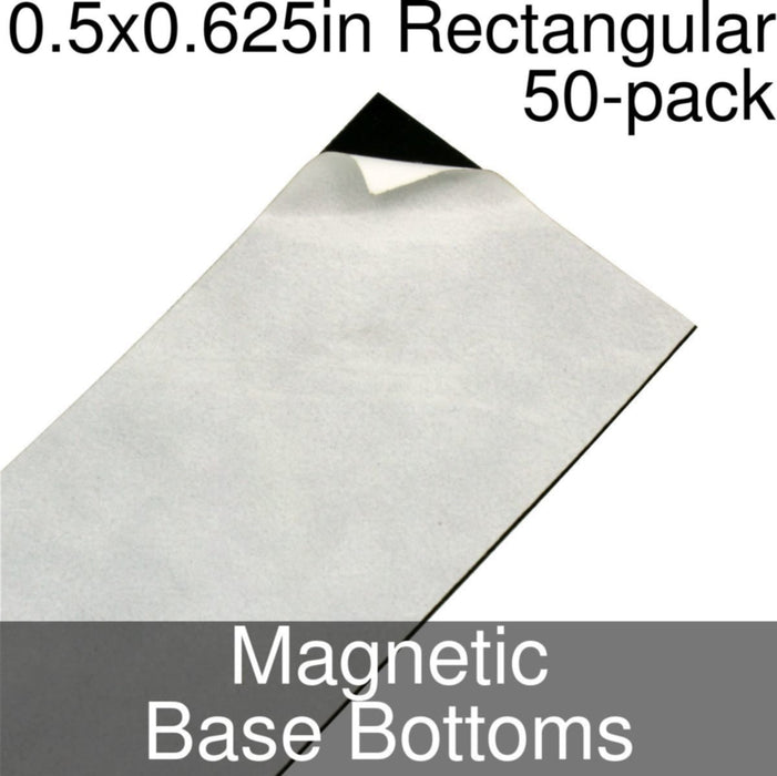 Miniature Base Bottoms, Rectangular, 0.5x0.625inch, Magnet (50) - LITKO Game Accessories