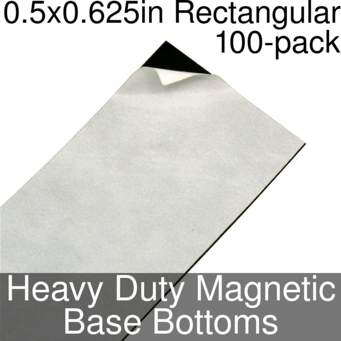 Miniature Base Bottoms, Rectangular, 0.5x0.625inch, Heavy Duty Magnet (100)-Miniature Bases-LITKO Game Accessories