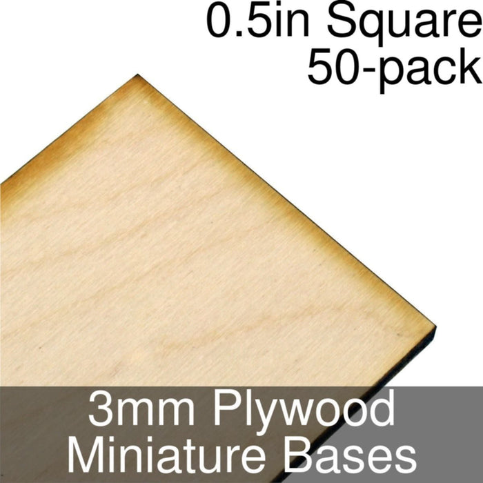 Miniature Bases, Square, 0.5inch, 3mm Plywood (50)-Miniature Bases-LITKO Game Accessories