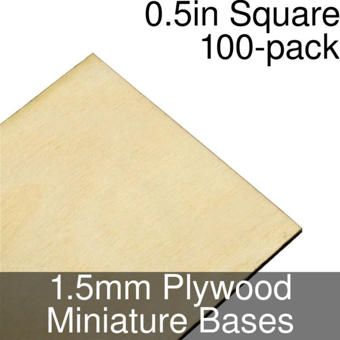 Miniature Bases, Square, 0.5inch, 1.5mm Plywood (100)-Miniature Bases-LITKO Game Accessories
