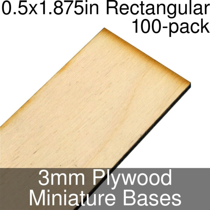 Miniature Bases, Rectangular, 0.5x1.875inch, 3mm Plywood (100)-Miniature Bases-LITKO Game Accessories