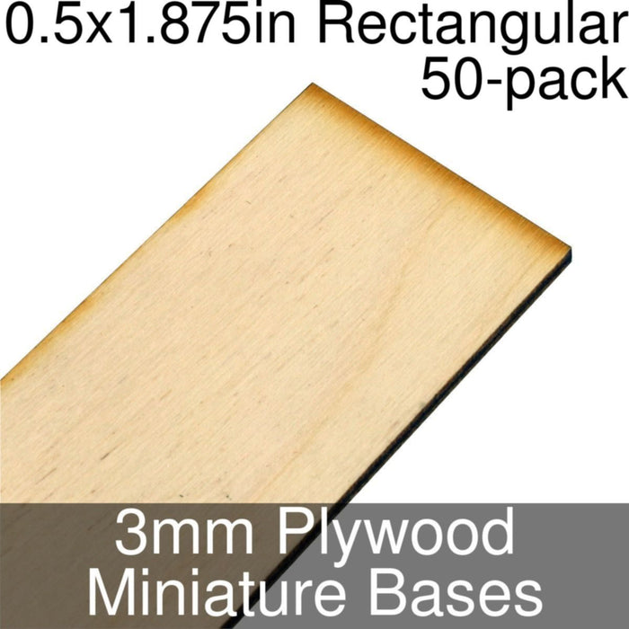 Miniature Bases, Rectangular, 0.5x1.875inch, 3mm Plywood (50)-Miniature Bases-LITKO Game Accessories