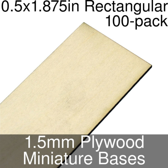 Miniature Bases, Rectangular, 0.5x1.875inch, 1.5mm Plywood (100) - LITKO Game Accessories