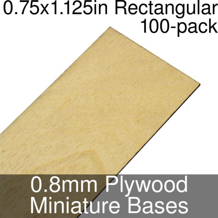 Miniature Bases, Rectangular, 0.75x1.125inch, 0.8mm Plywood (100)-Miniature Bases-LITKO Game Accessories