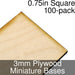 Miniature Bases, Square, 0.75inch, 3mm Plywood (100)-Miniature Bases-LITKO Game Accessories