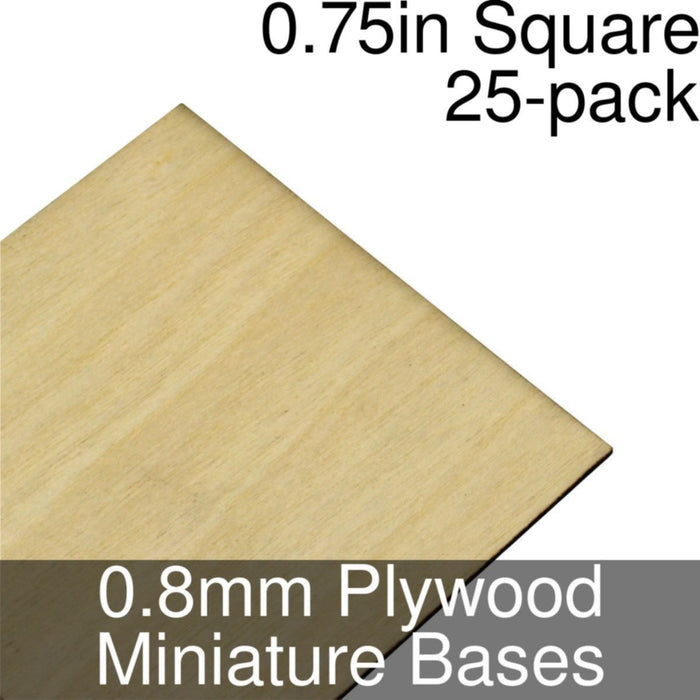 Miniature Bases, Square, 0.75inch, 0.8mm Plywood (25)-Miniature Bases-LITKO Game Accessories