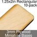 Miniature Bases, Rectangular, 1.25x2in (Rounded Corners), 3mm Plywood (10)-Miniature Bases-LITKO Game Accessories